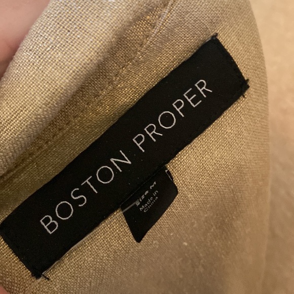Boston proper brushed gold metallic linen blend shacket size M studded pockets - Picture 12 of 12